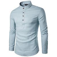 mens work partycocktail club simple spring fall shirt solid stand long ...