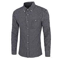 Men\'s Plaid Casual Shirt, Cotton Long Sleeve Black / Blue / Pink