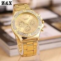 mens fashion diamond three eyes dial quartz analog steel belt watch co ...