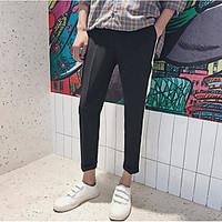 mens mid rise micro elastic chinos pants street chic loose solid