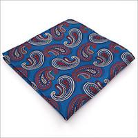 Mens Pocket Square Royal Blue Paisley 100% Silk Business Fashion Dress For Men