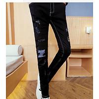 mens mid rise strenchy jeans pants simple slim solid