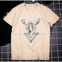 mens daily simple t shirt animal print round neck short sleeve cotton