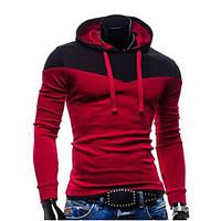 Men\'s Plus Size Casual/Daily Simple Hoodie Color Block Cotton Polyester Long Sleeve Spring