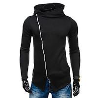 Men\'s Casual/Daily Active Simple Hoodie Jacket Solid Micro-elastic Cotton Long Sleeve Spring