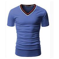 Men\'s Print Casual T-Shirt, Cotton Short Sleeve-Black / Green / Purple / Red / White / Gray