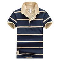 Men\'s Short Sleeve Polo , Cotton Casual/Work/Formal Striped