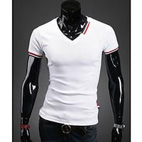 Men\'s Casual White/Black/Gray/Blue Short Sleeve V Neck T-shirt