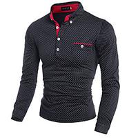 Men\'s Long Sleeve Polo , Cotton Casual/Work/Formal