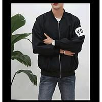 mens casualdaily simple spring fall jacket letter round neck long slee ...