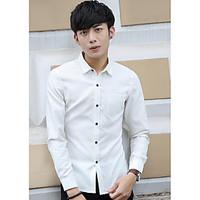 mens casualdaily simple shirt solid shirt collar long sleeve polyester