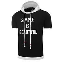 mens casual active summer t shirt printing hooded short sleeve cotton  ...