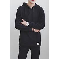 mens daily hoodie solid hooded inelastic cotton long sleeve spring fal ...