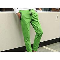Men\'s Mid Rise Inelastic Chinos Sweatpants Pants, Active Simple Loose Solid