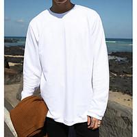 mens daily hoodie solid round neck inelastic cotton long sleeve spring ...