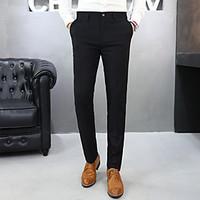 mens mid rise micro elastic business pants simple slim solid