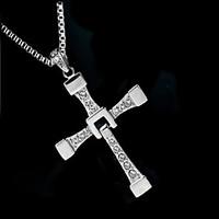 Men\'s Pendant Necklaces Zircon Simulated Diamond Alloy Cross Fashion Silver Jewelry Wedding Party Daily Casual 1pc