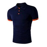 mens going out sports simple active polo color block shirt collar shor ...