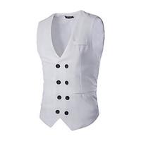 Men\'s Luxury Slim Double Breasted Suit Vest, Cotton / Spandex Sleeveless Black / White