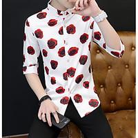 mens casualdaily simple shirt floral button down collar length sleeve  ...