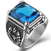 Men\'s Ring Statement Rings Acrylic Euramerican Fashion Punk Hip-Hop Personalized Rock Titanium Steel Square Blue Red Purple Jewelry For Gift