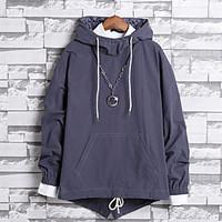 mens casualdaily hoodie solid shirt collar micro elastic polyester lon ...