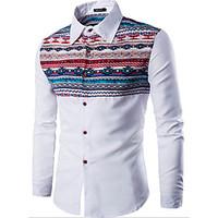 mens casualdaily simple shirt print shirt collar long sleeve cotton