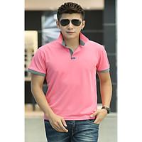 mens going out simple polo solid shirt collar short sleeve cotton