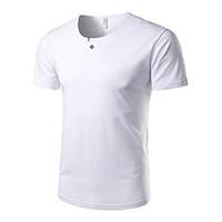 Men\'s Casual/Daily Formal Holiday Simple T-shirt, Solid Round Neck Short Sleeve Blue White Black Gray Cotton