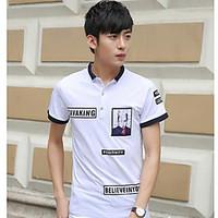 Men\'s Casual/Daily Simple Summer T-shirt, Solid Shirt Collar Short Sleeve Cotton Thin
