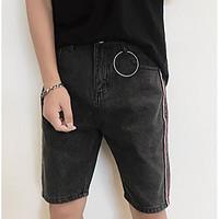 mens mid rise micro elastic shorts pants simple wide leg solid