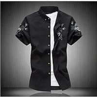 mens other casual chinoiserie summer shirt solid button down collar sh ...