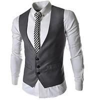 mens formal blazer solid sleeveless cotton polyester