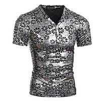 Men\'s Print Casual / Sport T-Shirt, Cotton Short Sleeve-Gold / Silver