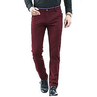 mens loose business pantscasualdaily simple solid mid rise zipper cott ...