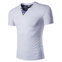 Men\'s Short Sleeve T-Shirt, Cotton Casual / Plus Sizes Solid