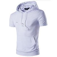 Men\'s Casual/Daily Simple Shirt, Solid Shirt Collar Short Sleeve Blue Red White Black Cotton