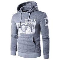 Men Casual/Daily Simple Hoodie Letter Round Neck Micro-elastic Cotton Long Sleeve Spring