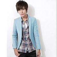 mens solid casual blazer cotton blend long sleeve black blue pink red  ...