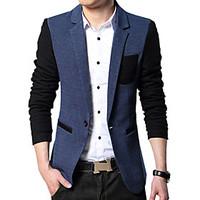 mens casualdaily work vintage simple spring fall blazercolor block v n ...