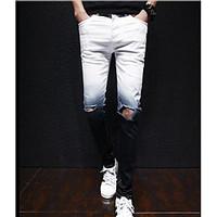 mens mid rise strenchy chinos pants simple skinny print