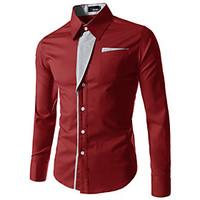 mens casual pure long sleeve regular shirts