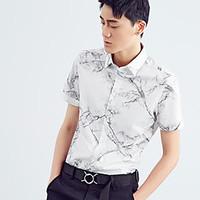 mens going out simple shirt print shirt collar short sleeve cotton