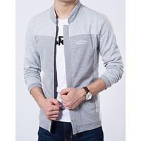 mens casualdaily simple jackets color block stand long sleeve spring f ...