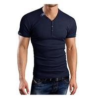 Men\'s Casual/Daily Simple T-shirt, Solid Round Neck Short Sleeve Cotton