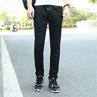 mens mid rise micro elastic sweatpants pants simple straight pure colo ...