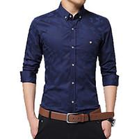 Men\'s New Fashion Classic Jacquard Weave Slim Fit Long Sleeve Casual Shirt/ Cotton /Plus Size /Office