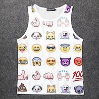 Men\'s Sleeveless Tank Tops, Polyester Casual / Work / Sport / Plus Sizes Print