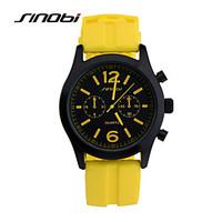 Men\'s Sport Watch Wrist watch Quartz Water Resistant / Water Proof Sport Watch Silicone Band Yellow Brand SINOBI