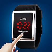 Men\'s Women\'s Unisex Sport Watch Digital Watch LED Touch Screen Digital Silicone Band Luxury Silver Strap Watch